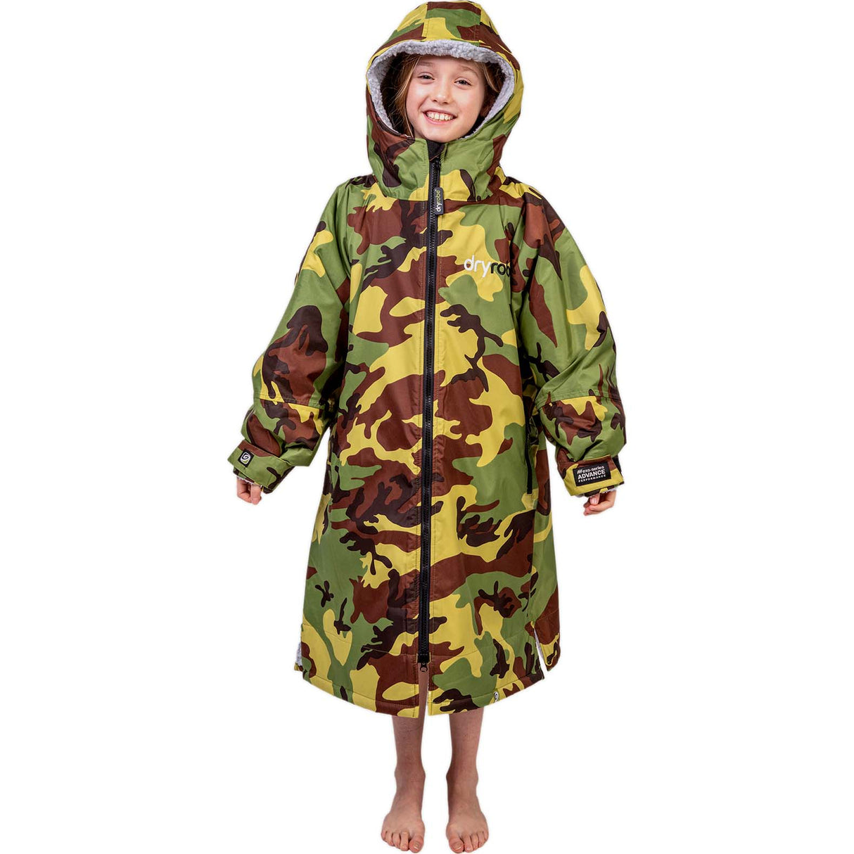 Dryrobe Advance Kids Long Sleeve V3 Changing Robe - Camoflage/Grey