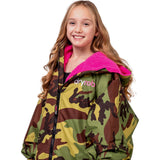 Dryrobe Advance Kids Long Sleeve V3 Changing Robe - Camoflage/Pink