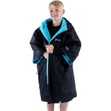 Dryrobe Advance Kids Short Sleeve V3 Changing Robe - Black/Blue