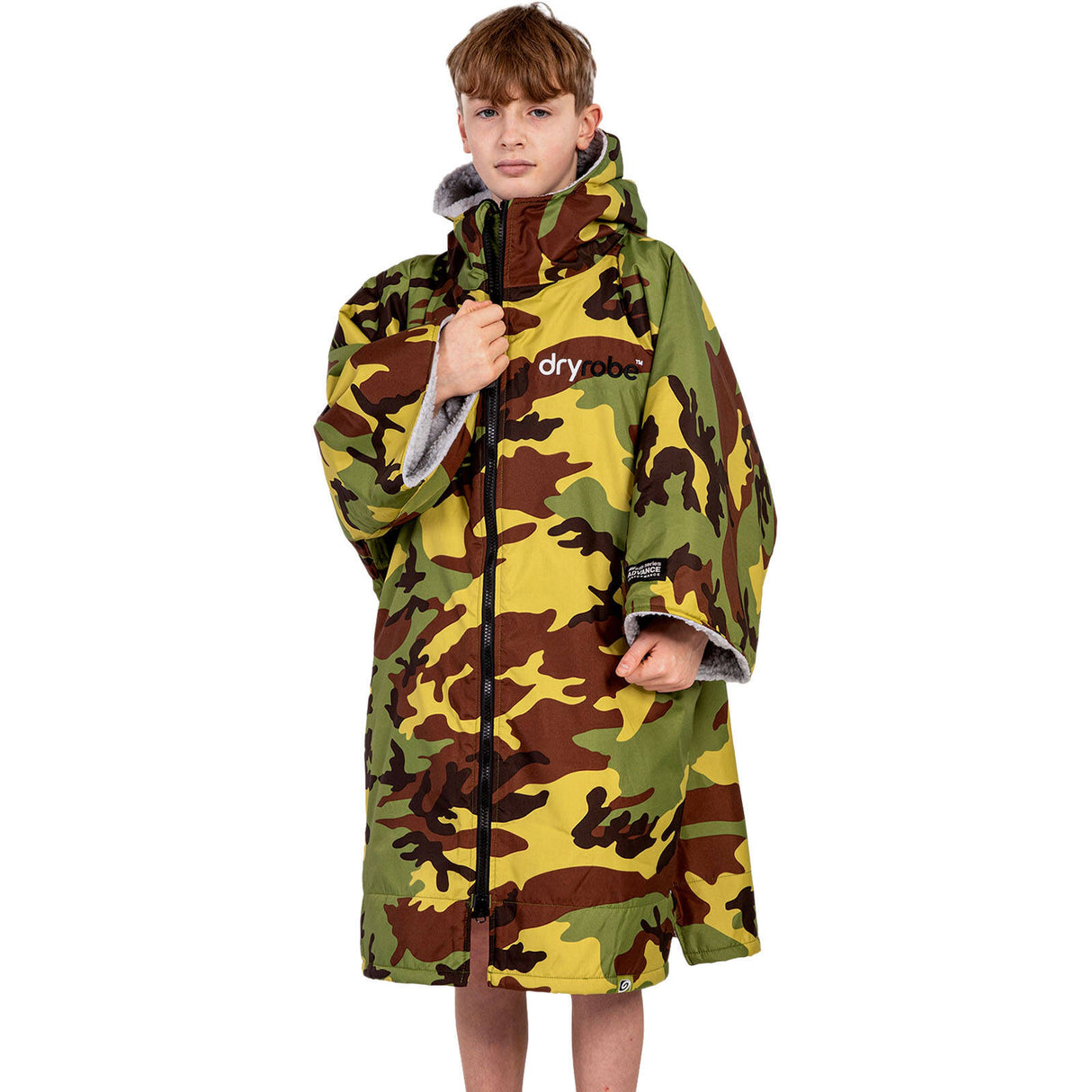Dryrobe Advance Kids Short Sleeve V3 Changing Robe - Camoflage/Grey