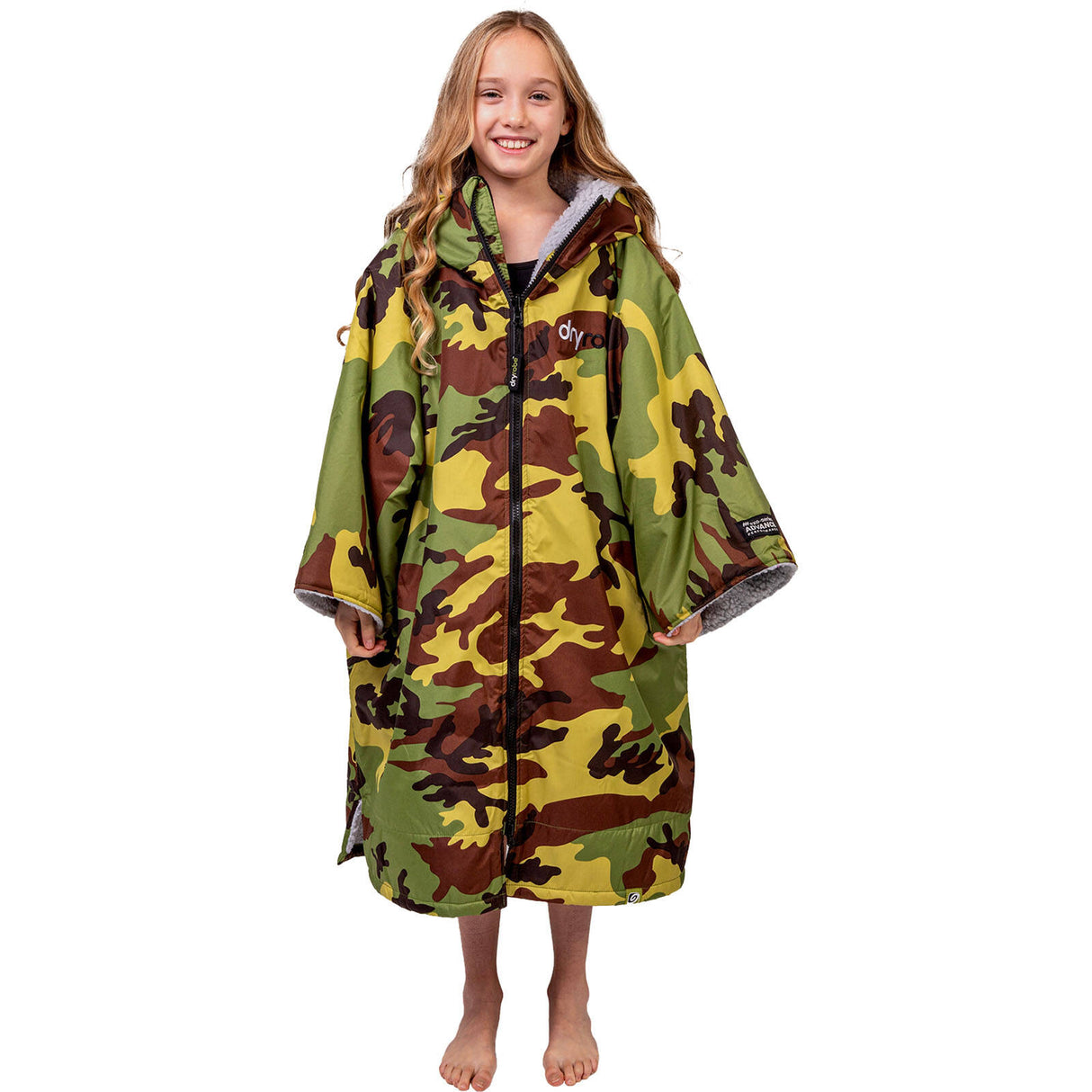 Dryrobe Advance Kids Short Sleeve V3 Changing Robe - Camoflage/Grey