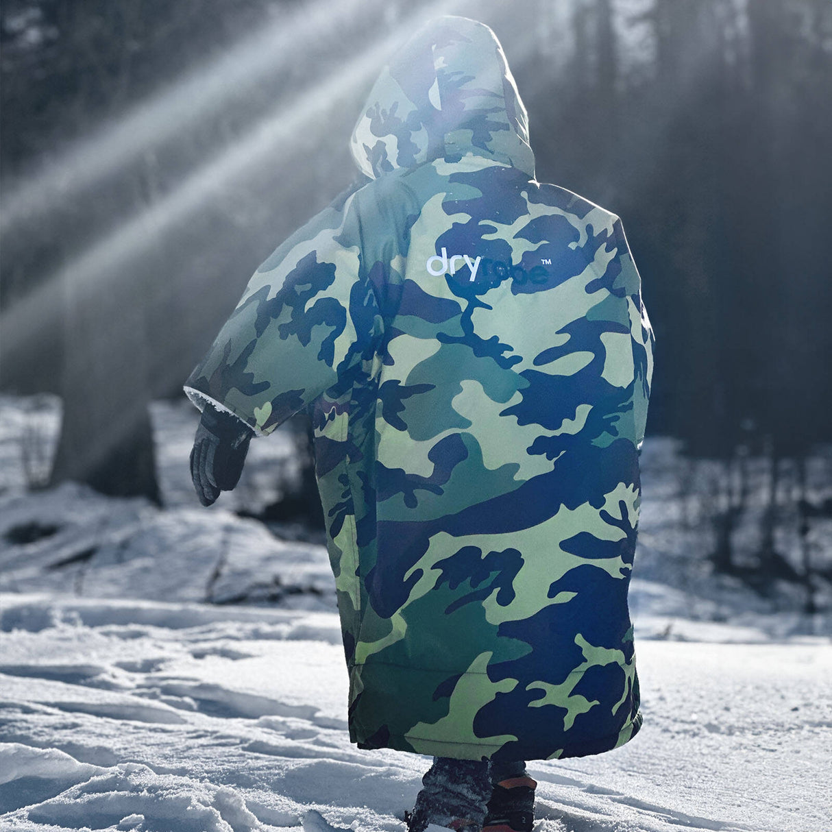 Dryrobe Advance Kids Short Sleeve V3 Changing Robe - Camoflage/Grey