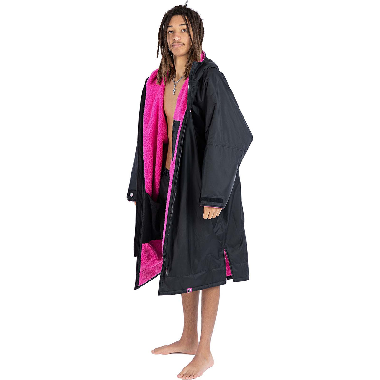 Dryrobe Advance Long Sleeve Changing Robe - Black/Pink