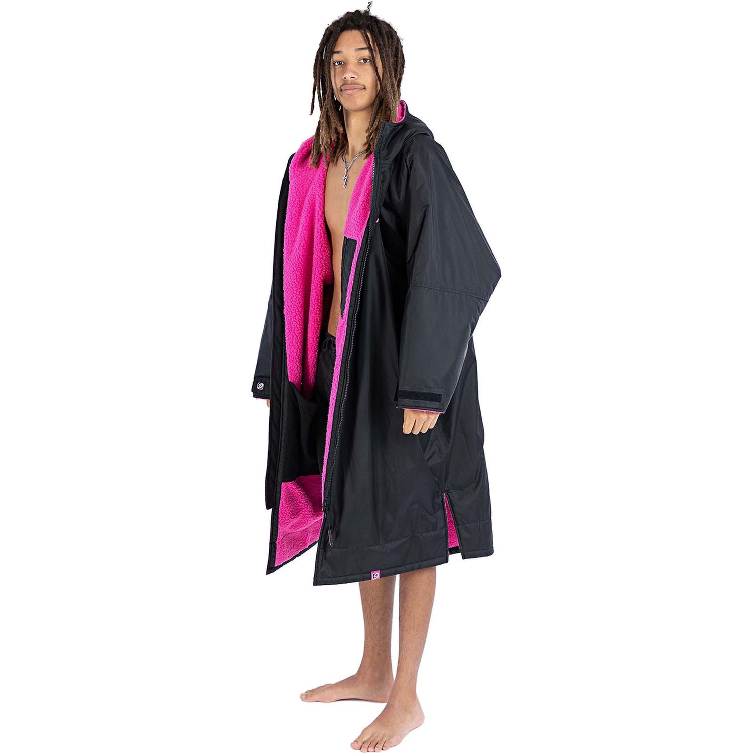 Dryrobe Advance Long Sleeve Changing Robe - Black/Pink
