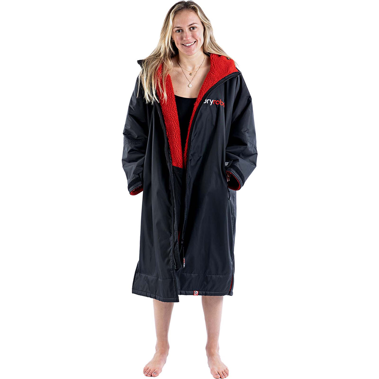 Dryrobe Advance Long Sleeve Changing Robe - Black/Red