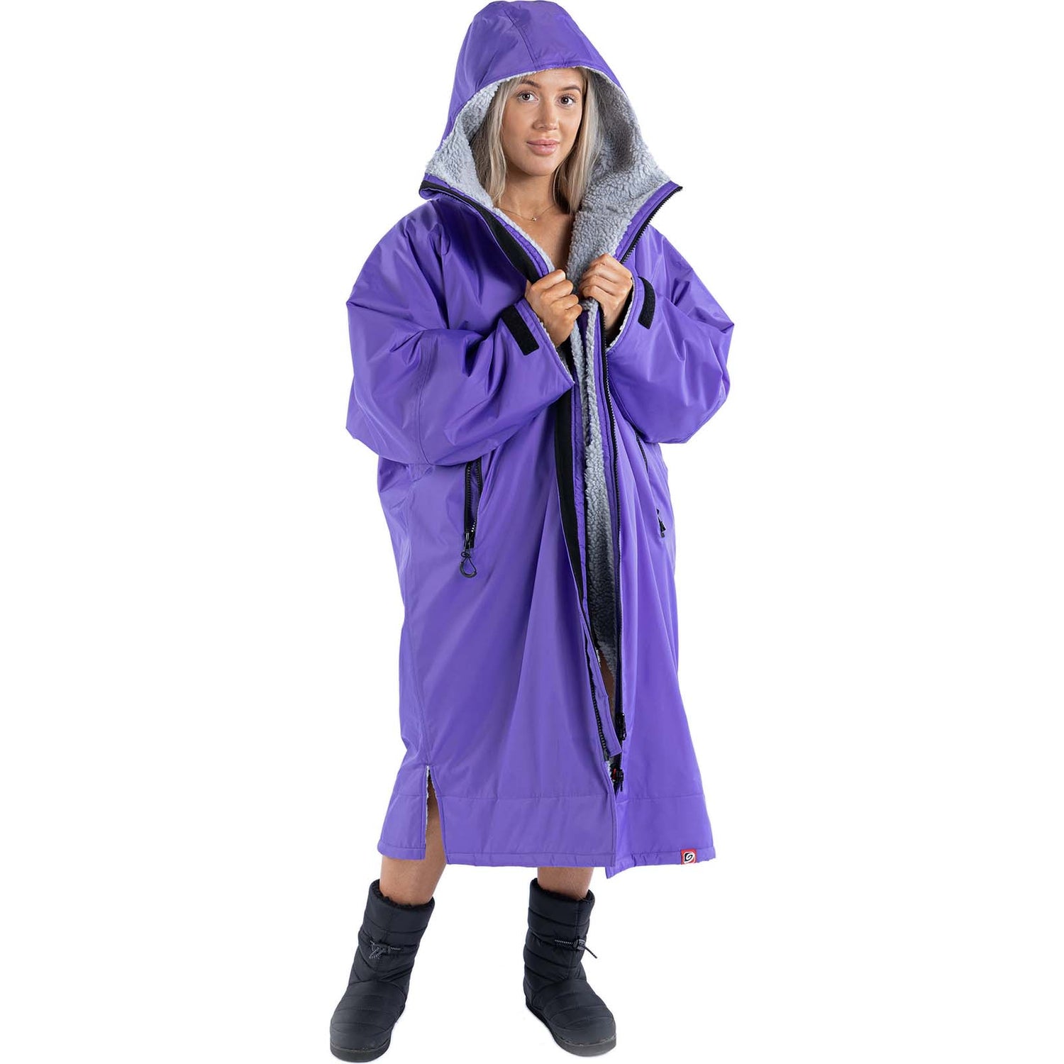 Dryrobe Advance Long Sleeve Changing Robe - Purple/Grey