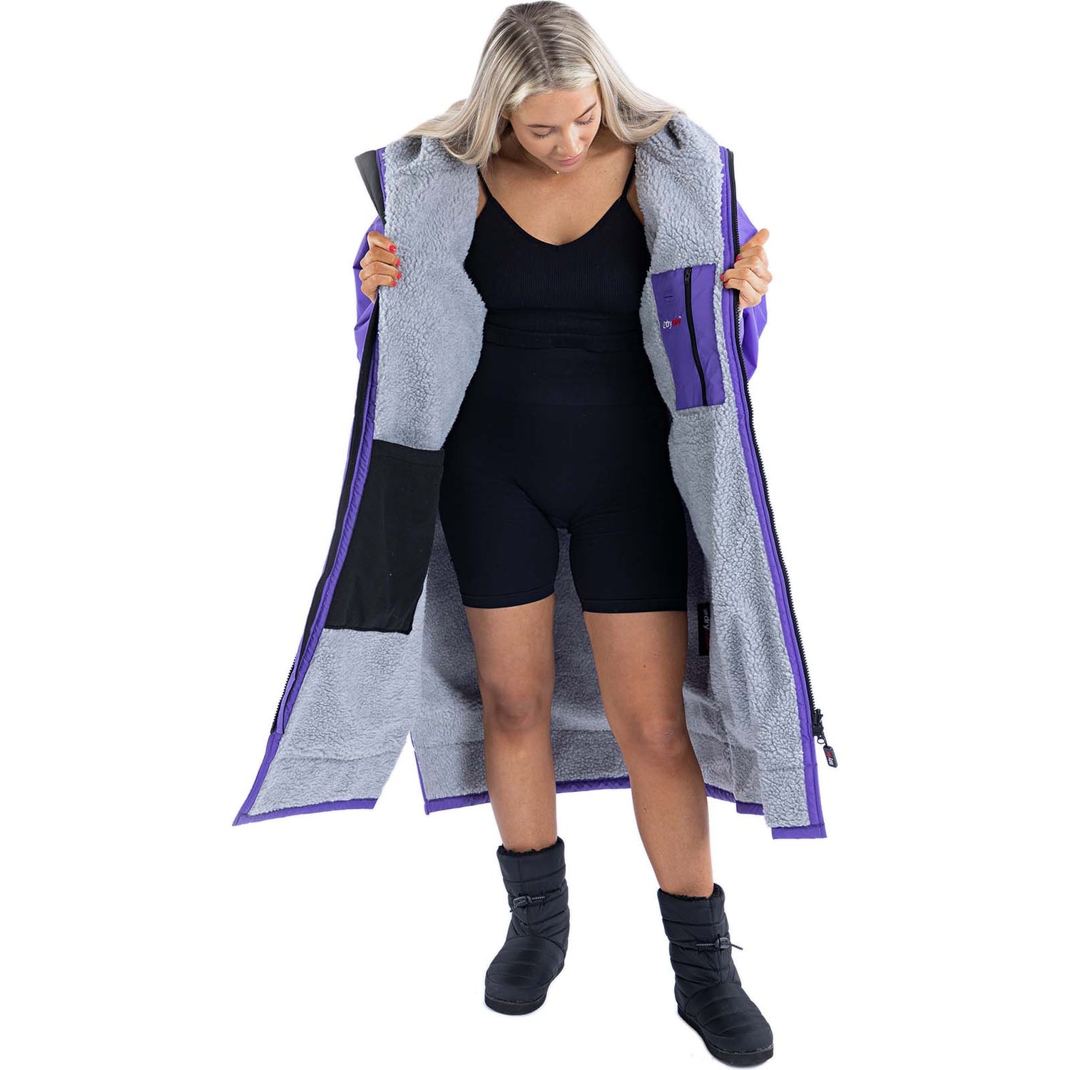 Dryrobe Advance Long Sleeve Changing Robe - Purple/Grey