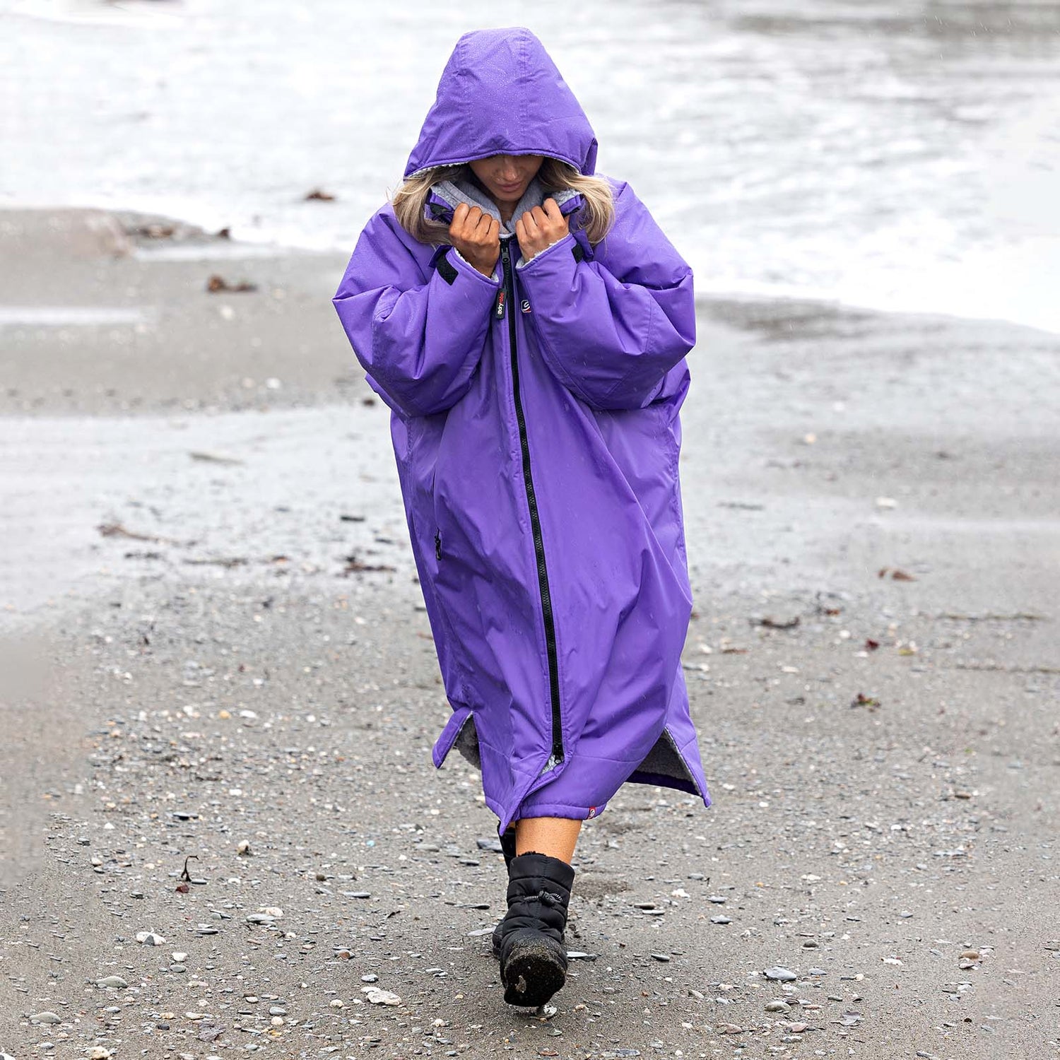 Dryrobe Advance Long Sleeve Changing Robe - Purple/Grey