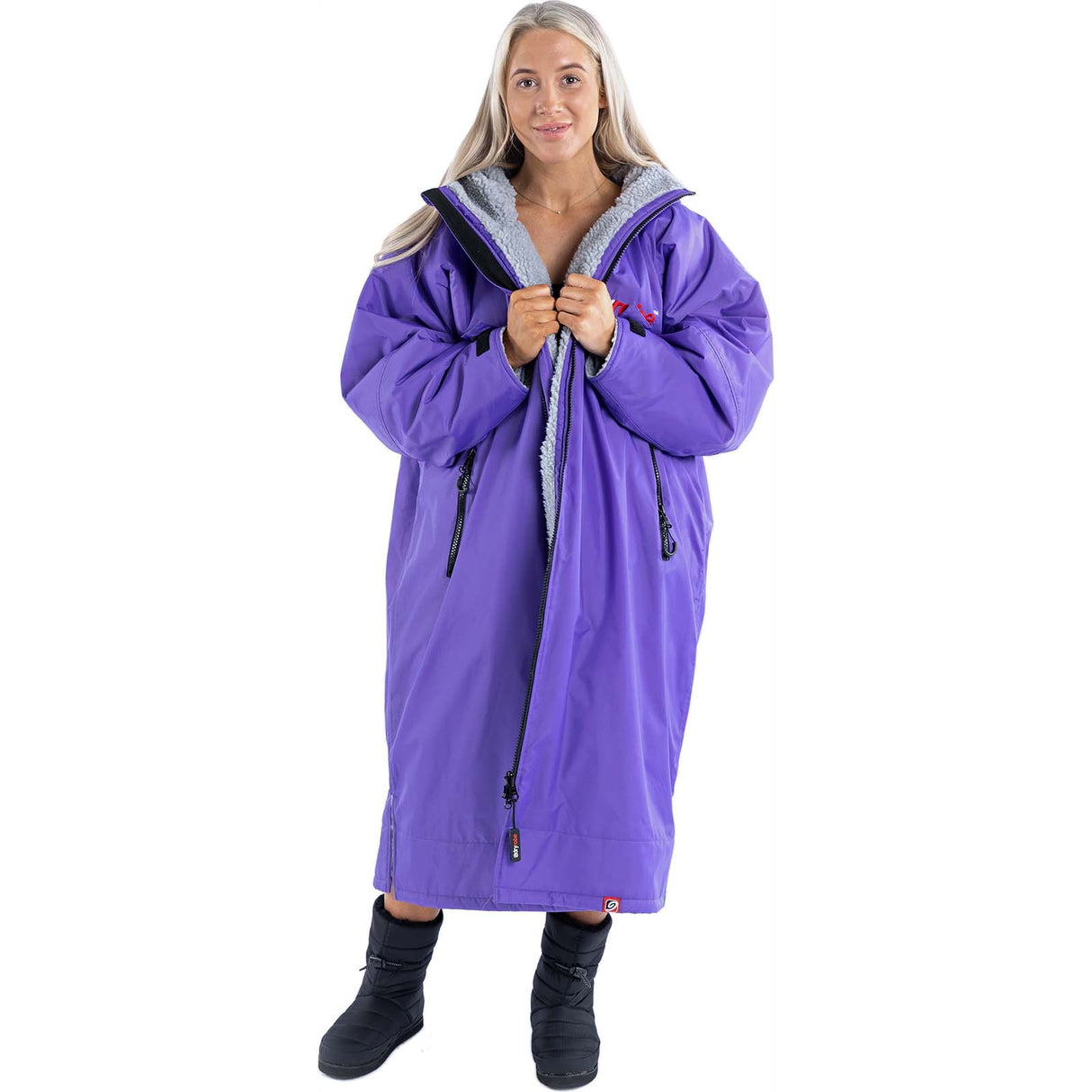 Dryrobe Advance Long Sleeve Changing Robe - Purple/Grey