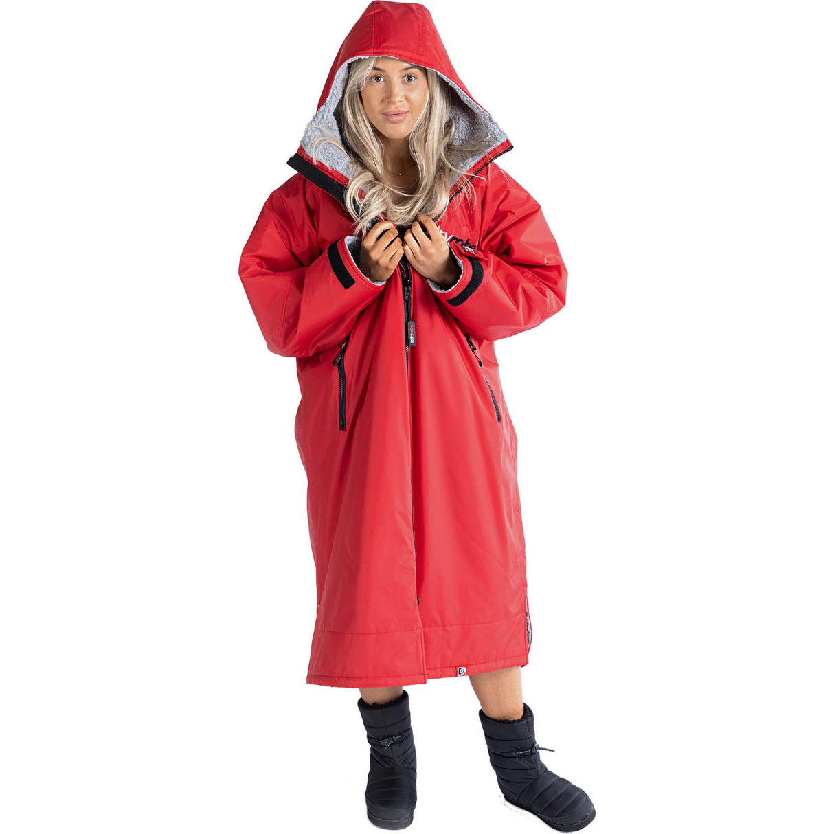 Dryrobe Advance Long Sleeve Changing Robe - Red/Grey