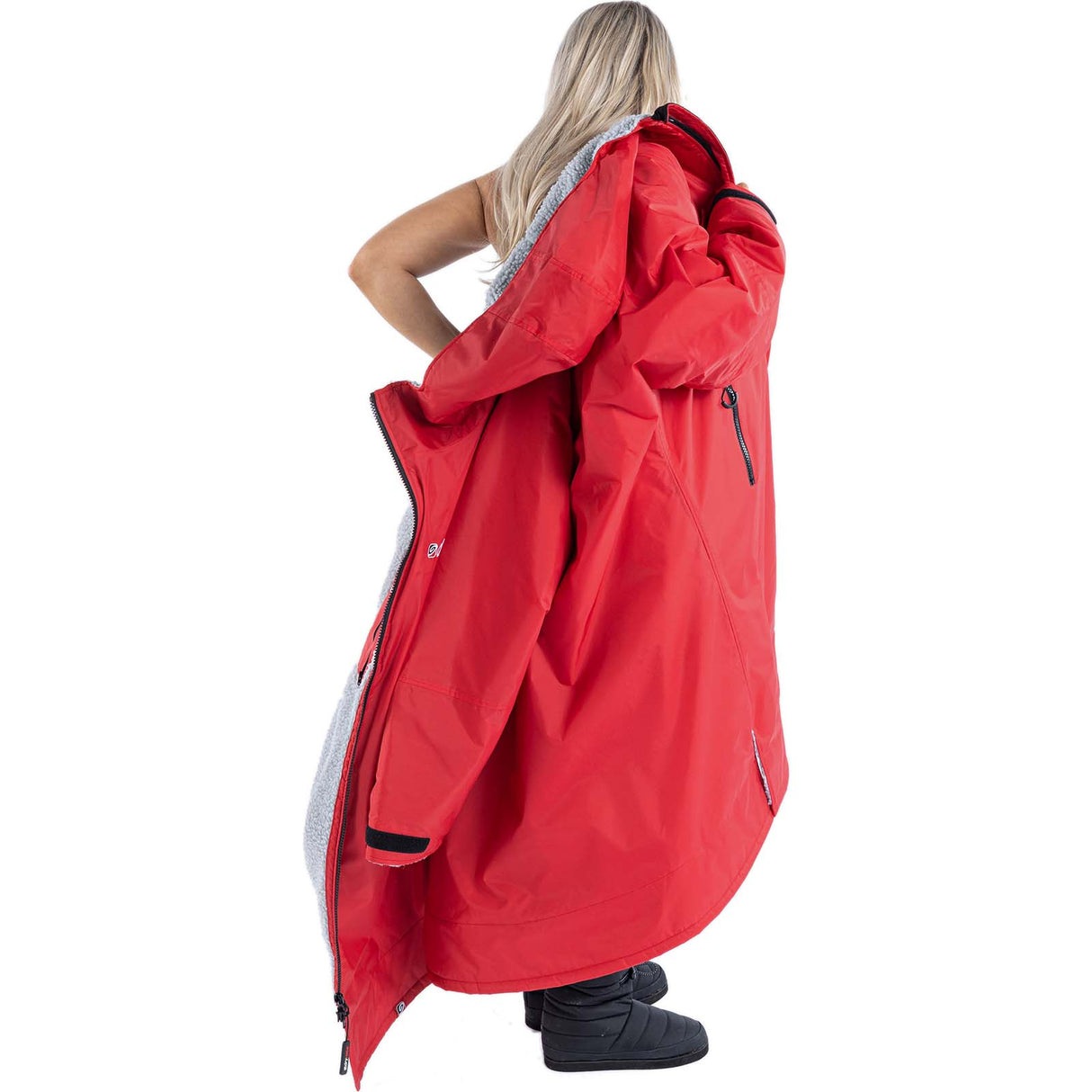 Dryrobe Advance Long Sleeve Changing Robe - Red/Grey