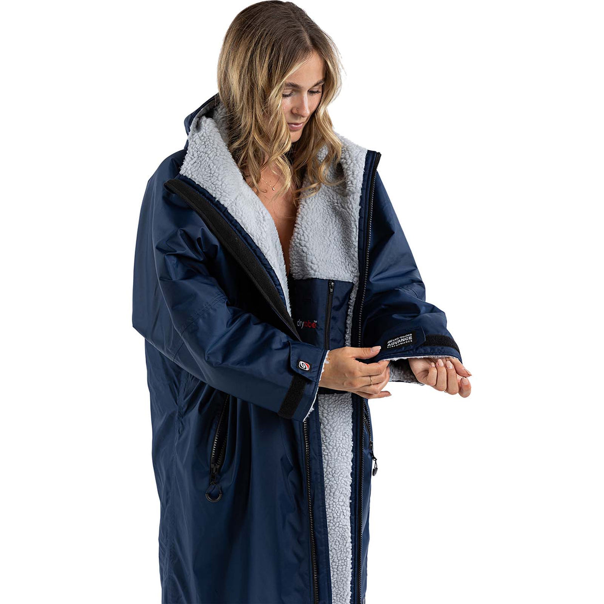 Dryrobe Advance Long Sleeve V3 Changing Robe - Navy Blue/Grey