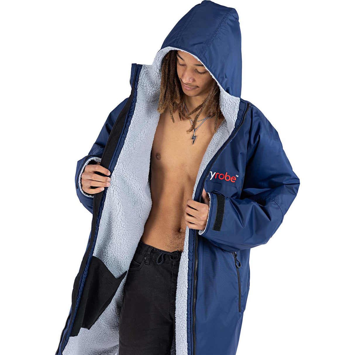 Dryrobe Advance Long Sleeve V3 Changing Robe - Navy Blue/Grey