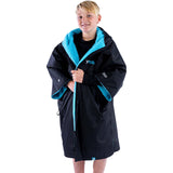 Dryrobe Advance Kids Short Sleeve Changing Robe - Black/Blue