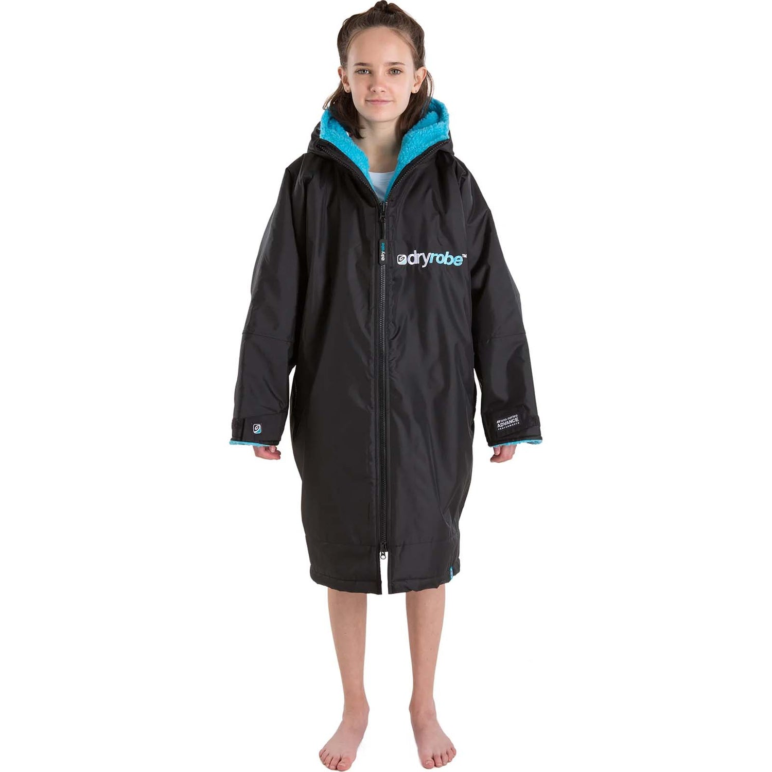 Dryrobe Advance Kids Long Sleeve Changing Robe - Black/Blue