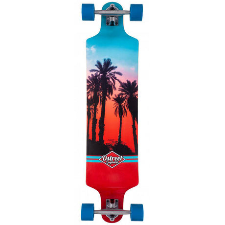 D-Street Hawaiian Drop Down Complete Longboard - Red/Blue 38''
