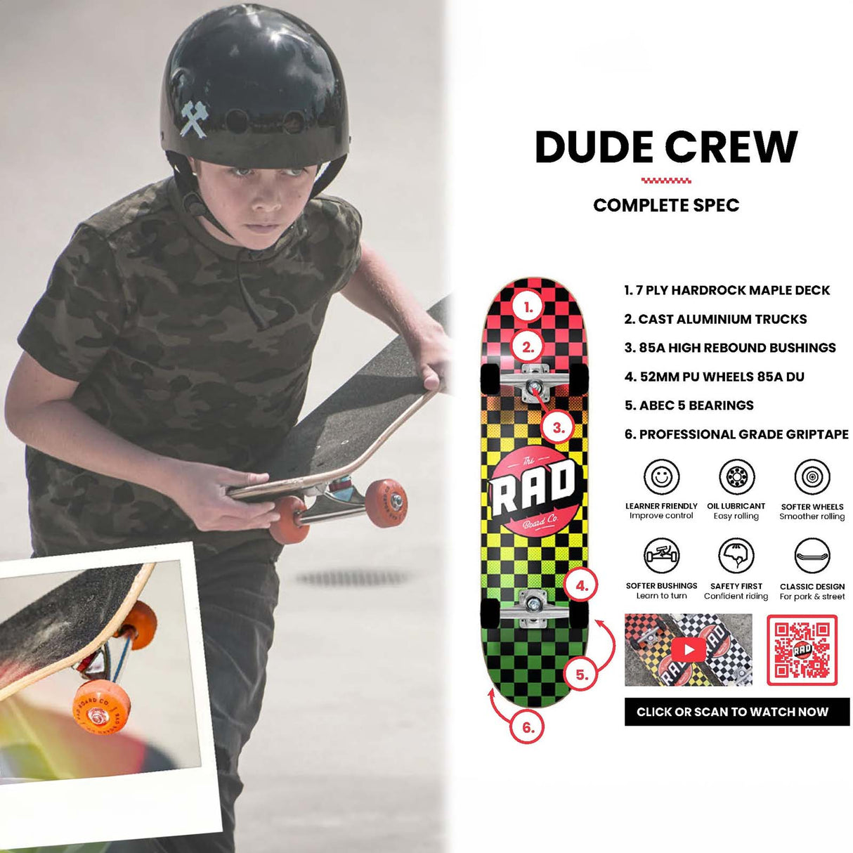 Rad Cherry Blossom Complete Skateboard - Navy/Orange 7.5"