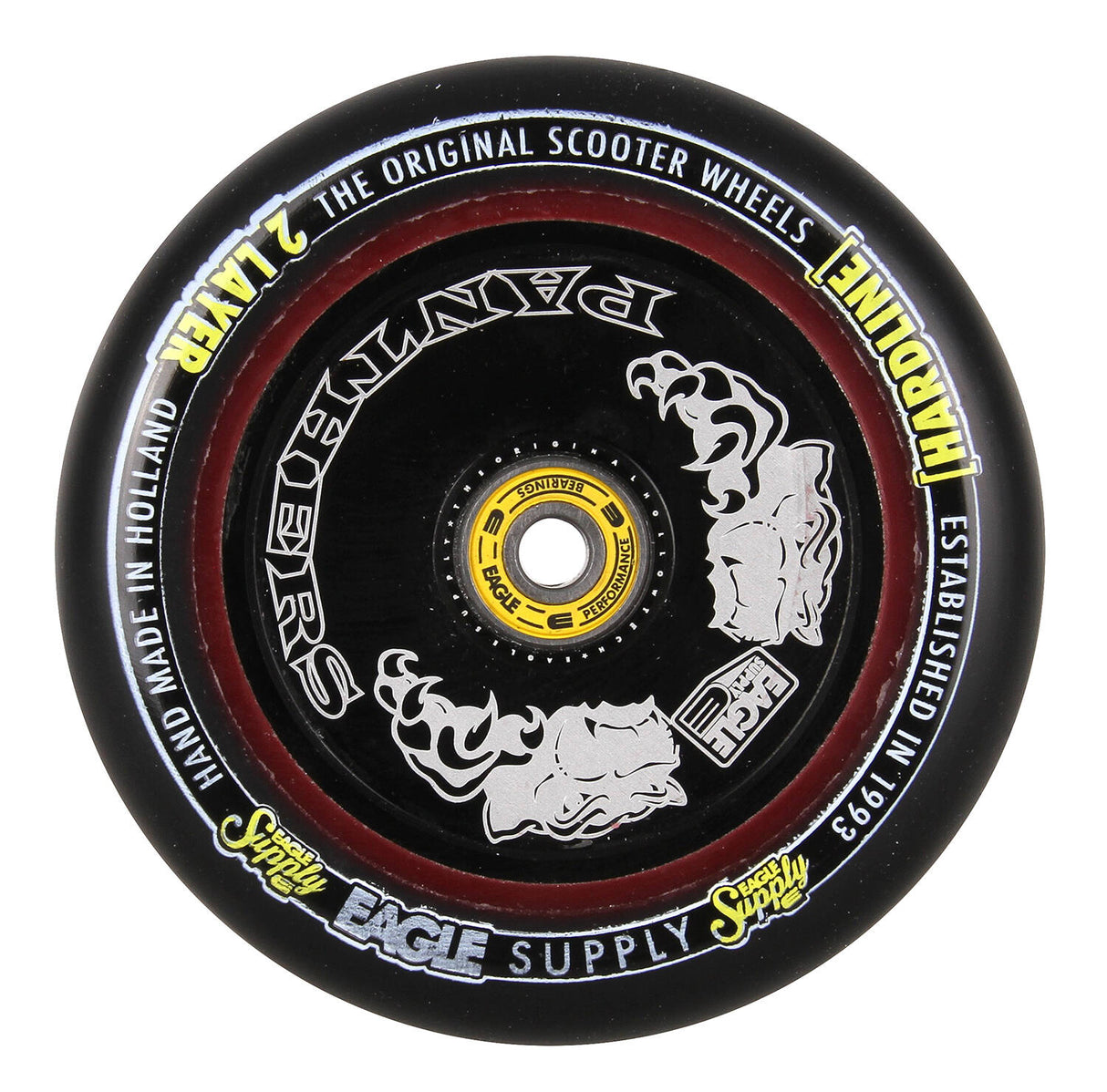 Eagle Sport Hardline 2-Layer HollowTech Panthers Scooter Wheel - Black/Black 115mm