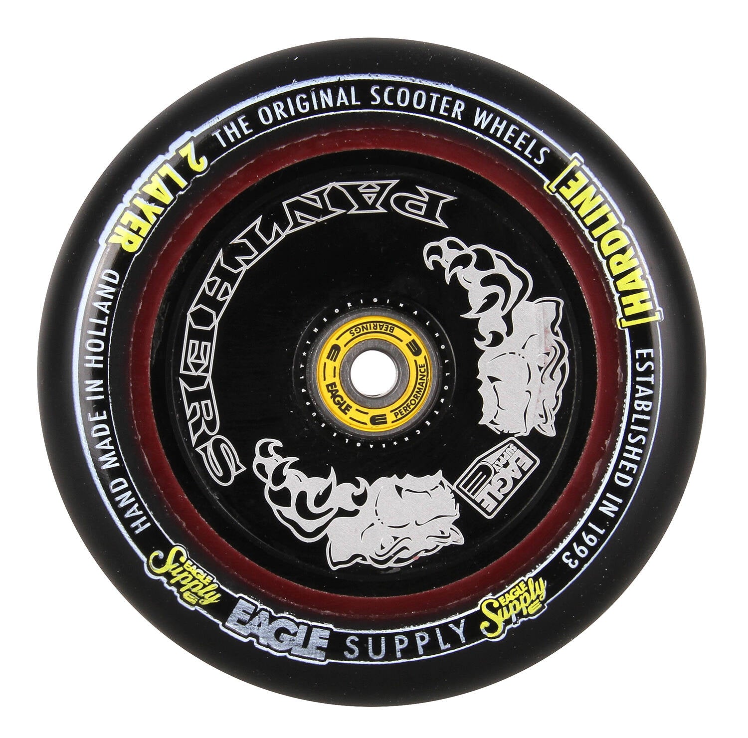 Eagle Sport Hardline 2-Layer HollowTech Panthers Scooter Wheel - Black/Black 115mm