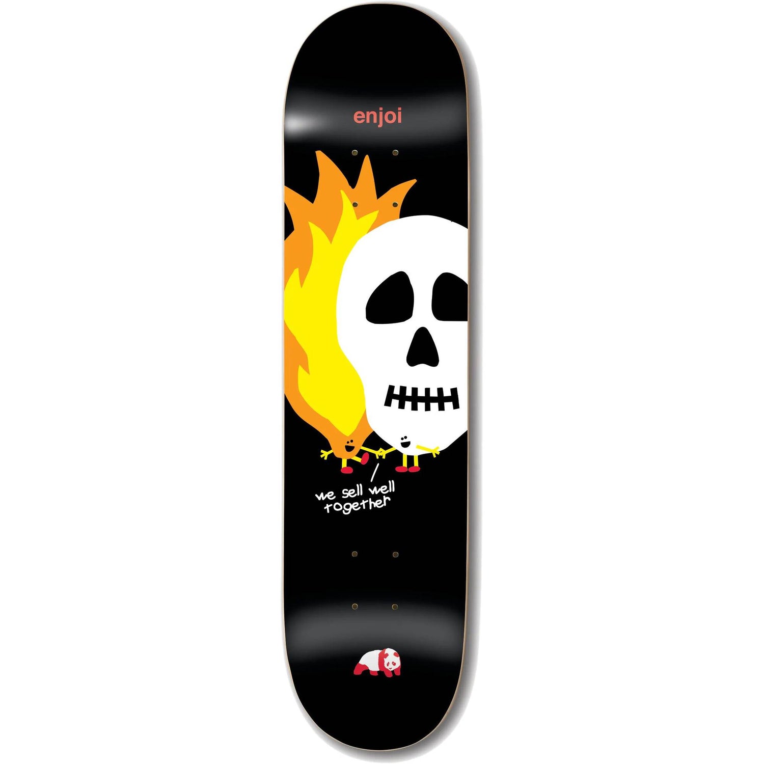 Enjoi Skulls and Flames Skateboard Deck - Black 8.5''