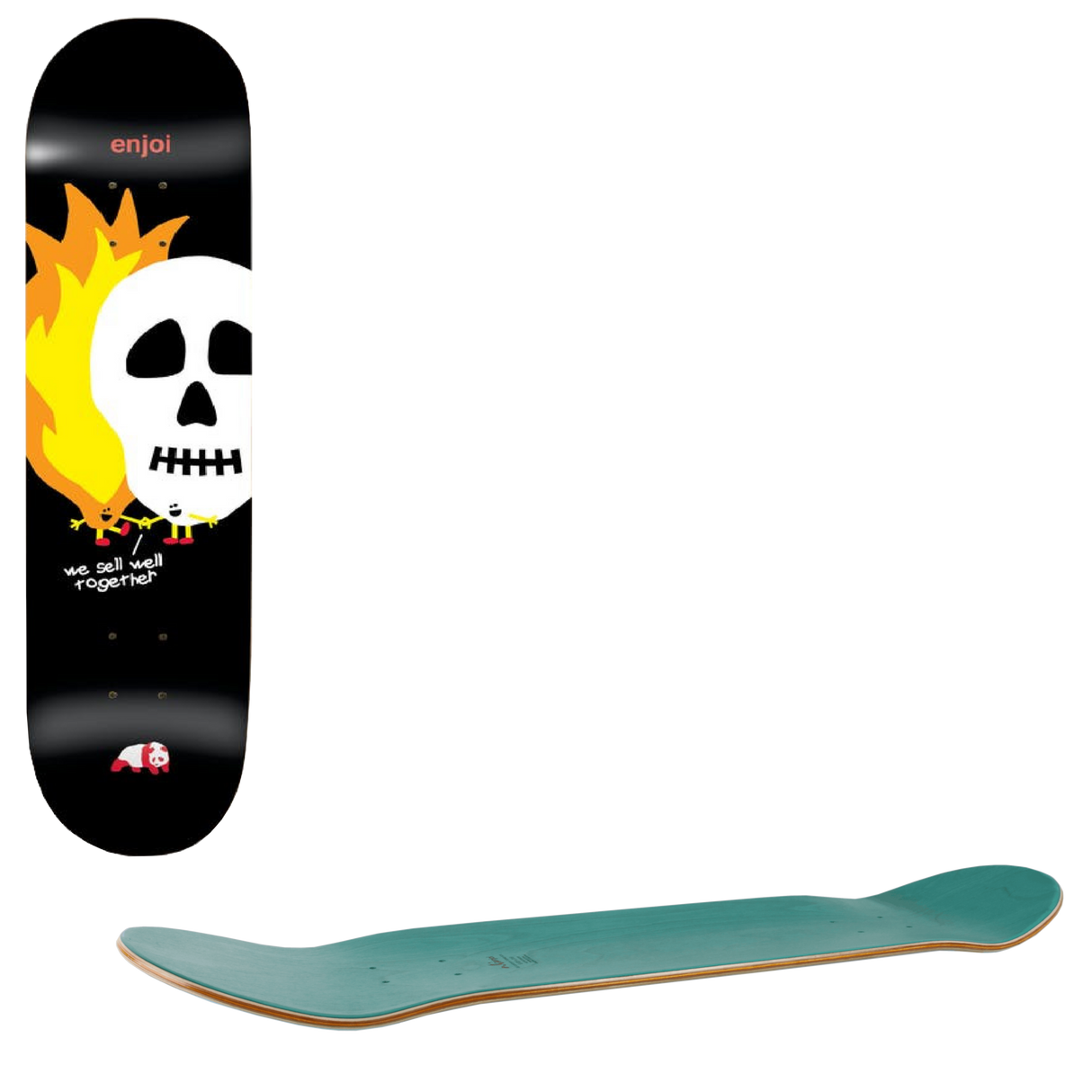 Enjoi Skulls and Flames Skateboard Deck - Black 8.5''