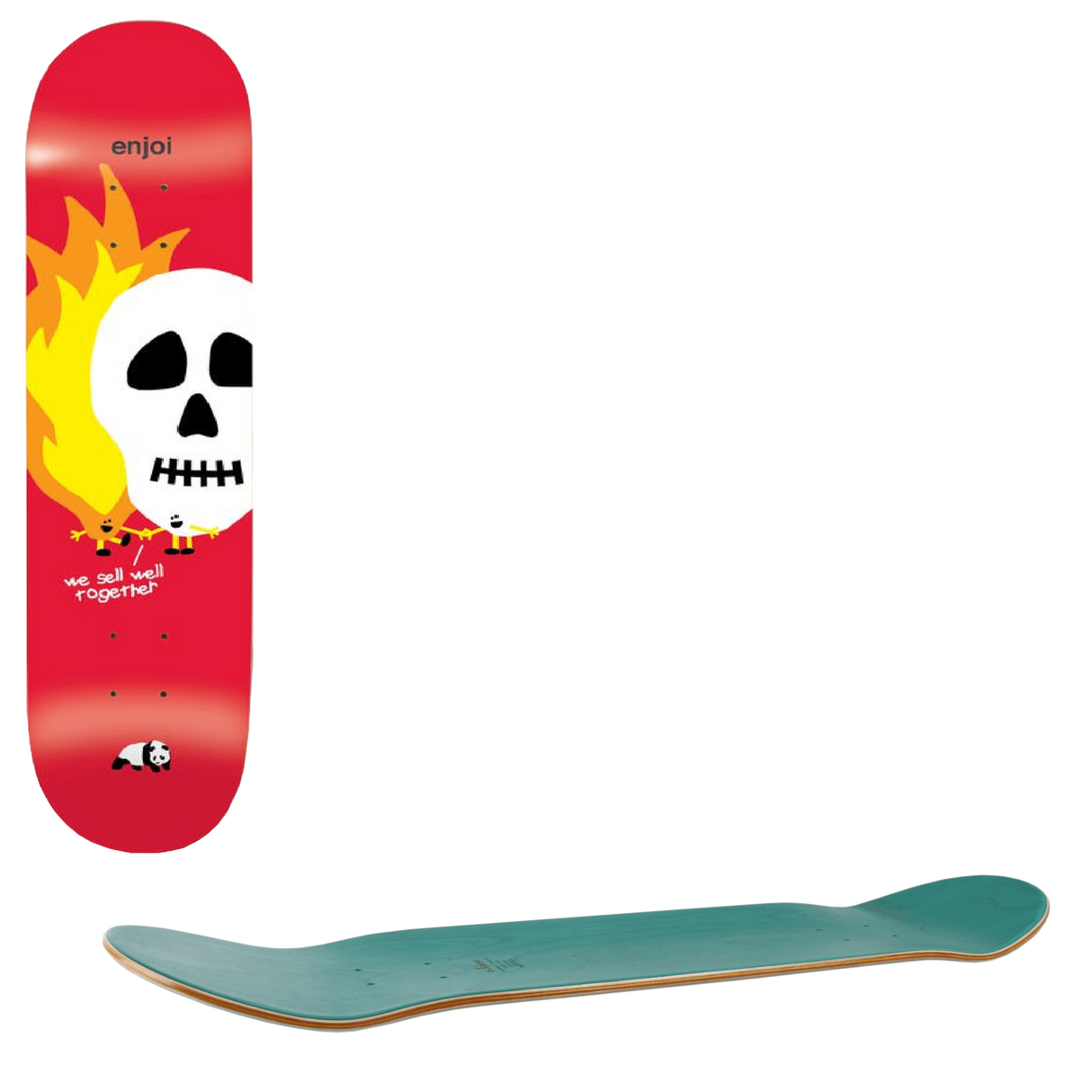 Enjoi Skulls and Flames Skateboard Deck - Red 8.25''