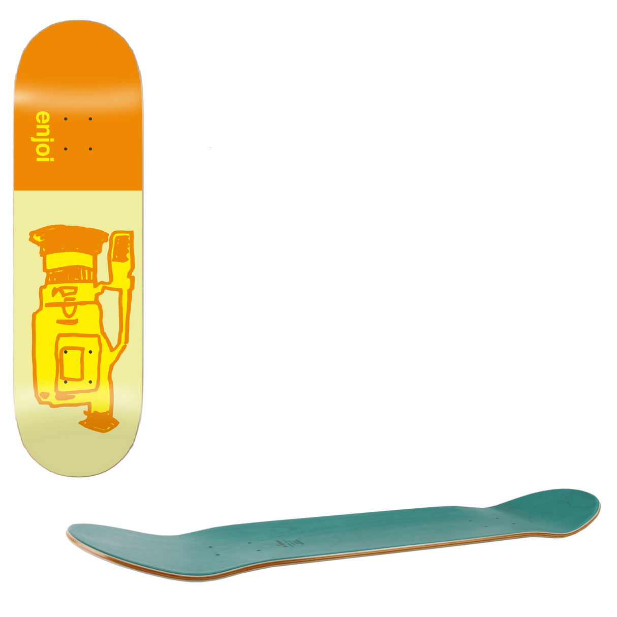 Enjoi Glitch Skateboard Deck - Orange 8.25"