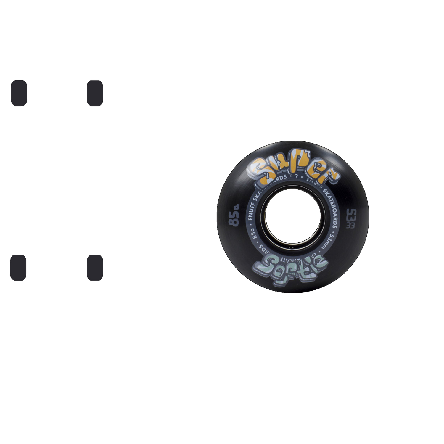 Enuff Super Softies Skateboard Wheels - Black 53mm