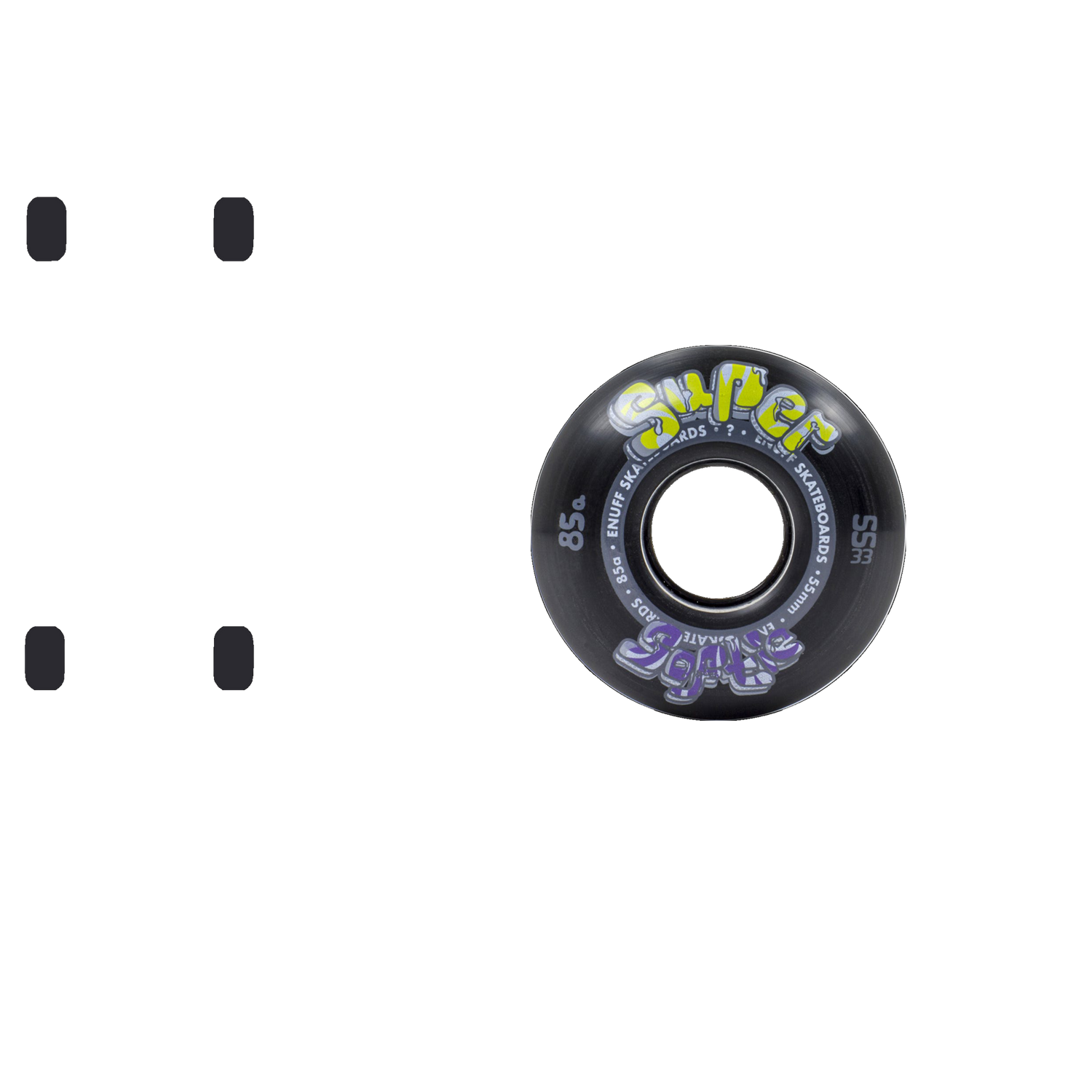 Enuff Super Softies Skateboard Wheels - Black 55mm