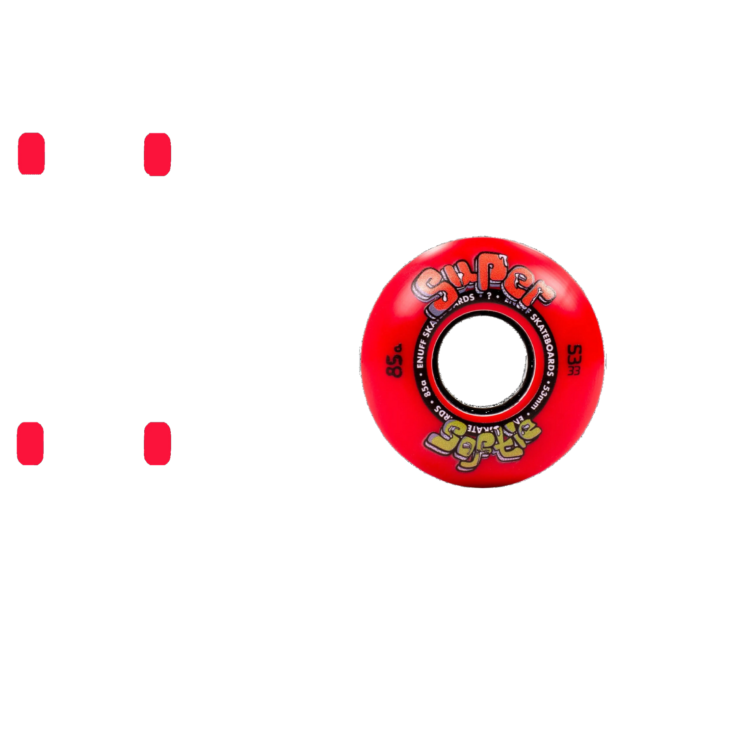 Enuff Super Softies Skateboard Wheels - Red 53mm