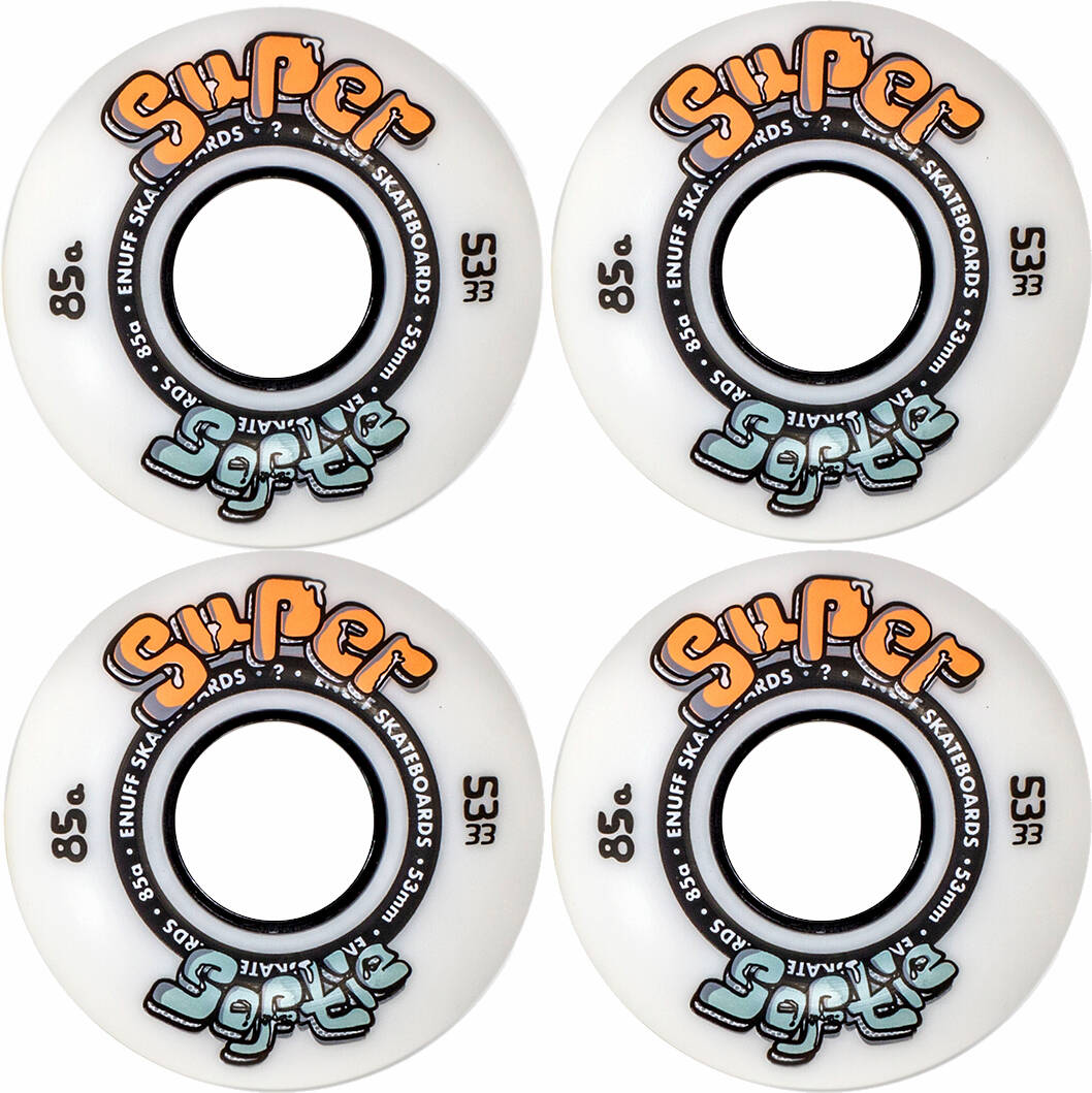 Enuff Super Softies Skateboard Wheels - White 53mm