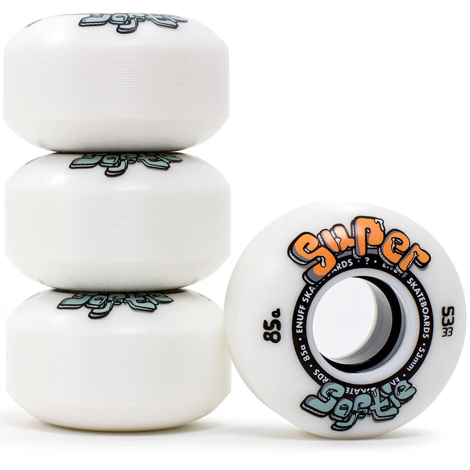 Enuff Super Softies Skateboard Wheels - White 53mm
