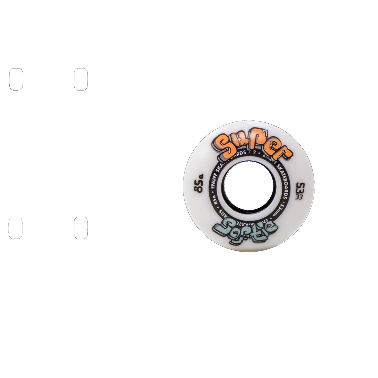 Enuff Super Softies Skateboard Wheels - White 53mm