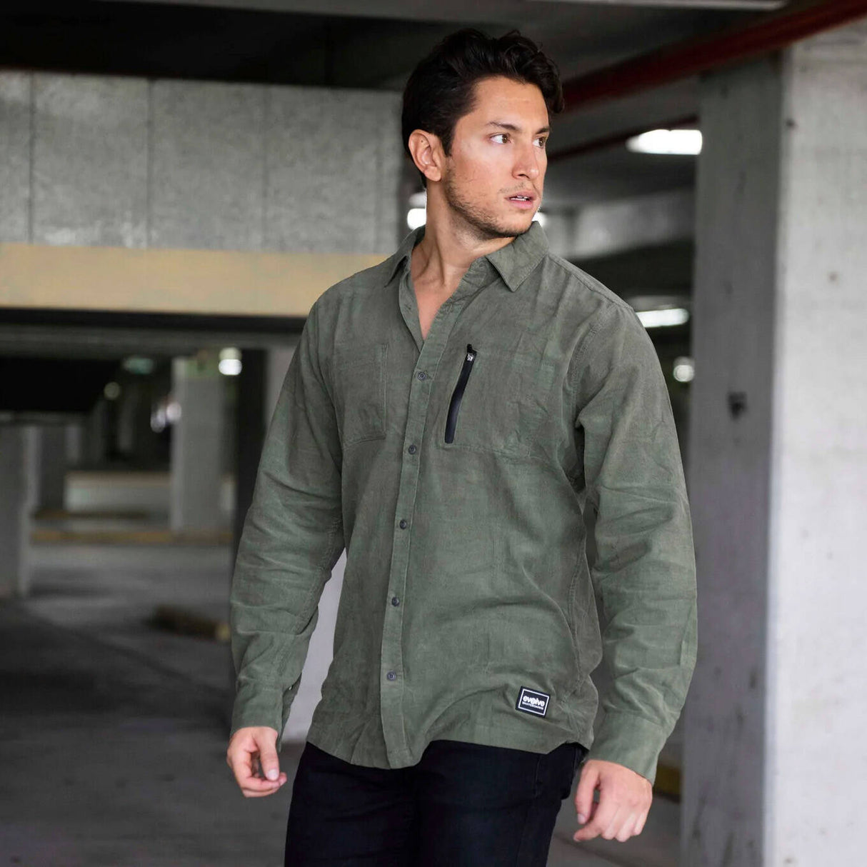 Evolve Cord L/S Shirt - Olive