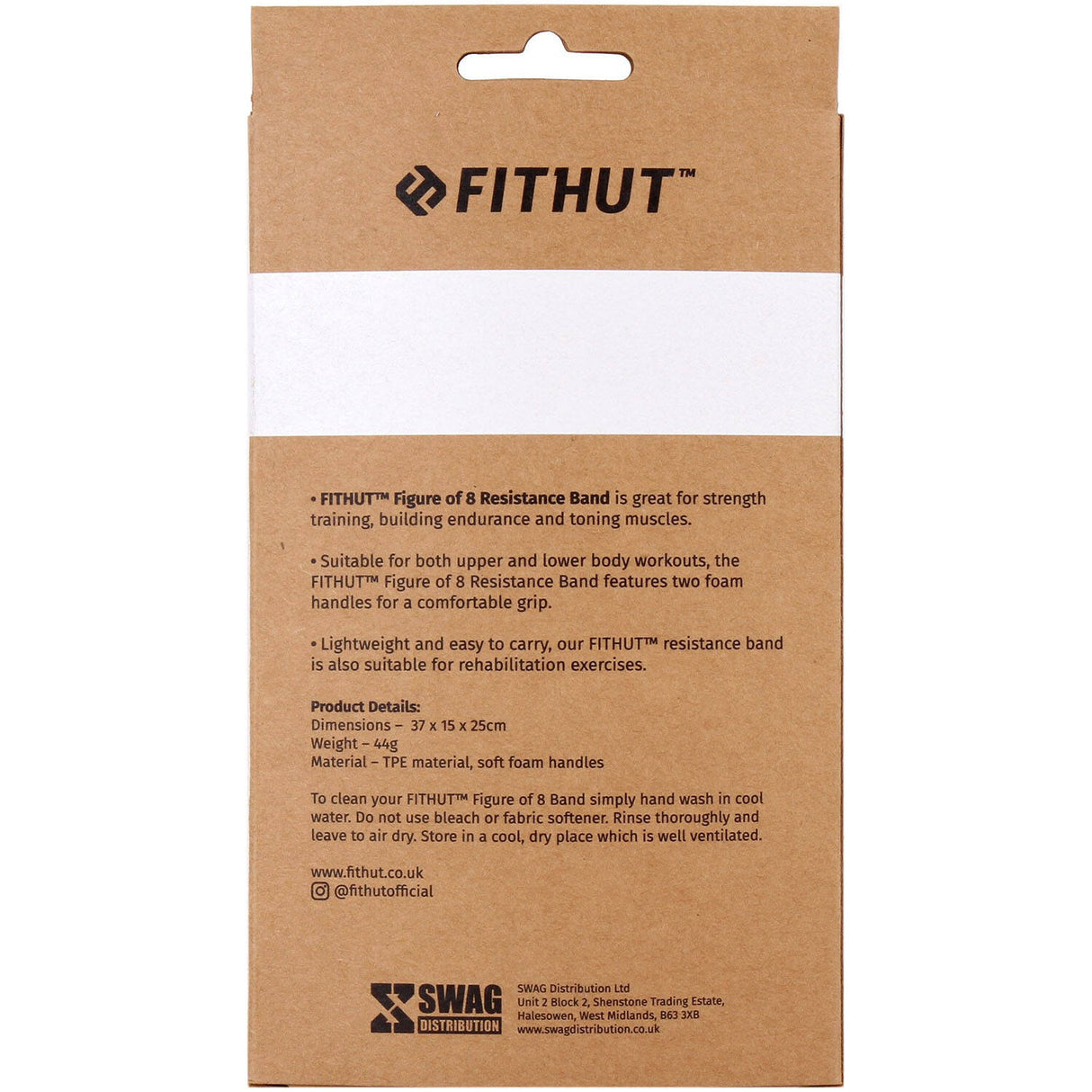 FitHut Figure 8 Resistance Excersize Band V2 - Black
