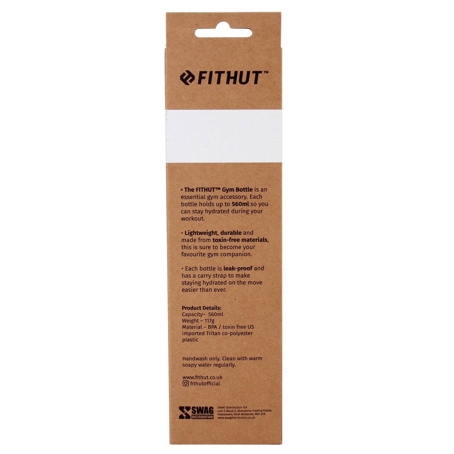 FitHut Gym Water Bottle V2 - Black