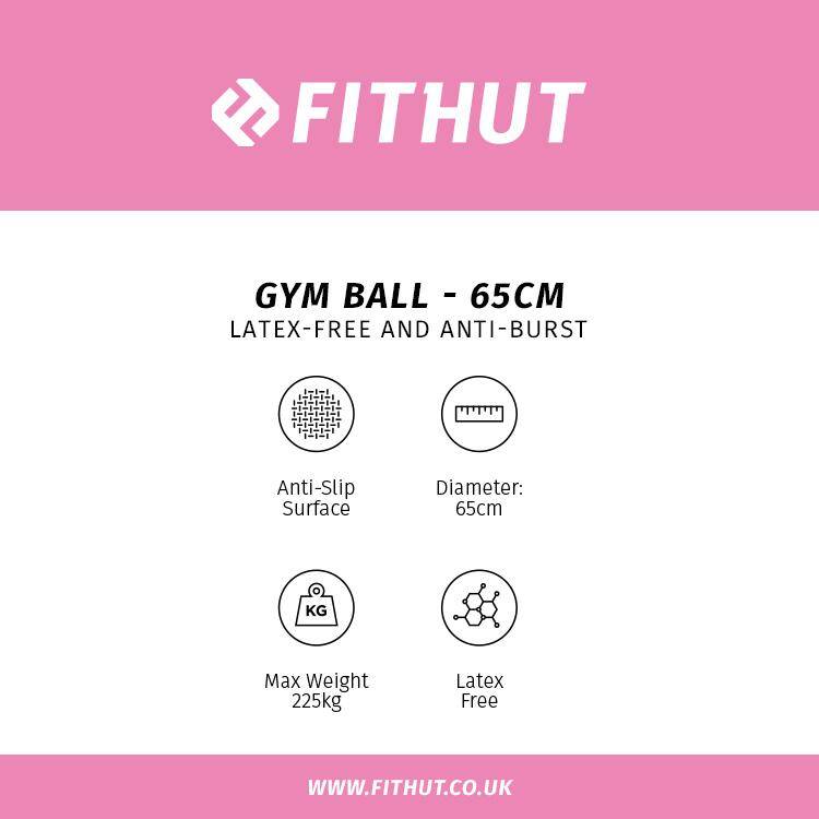 FitHut 65cm Gym Ball + Hand Pump - Pink