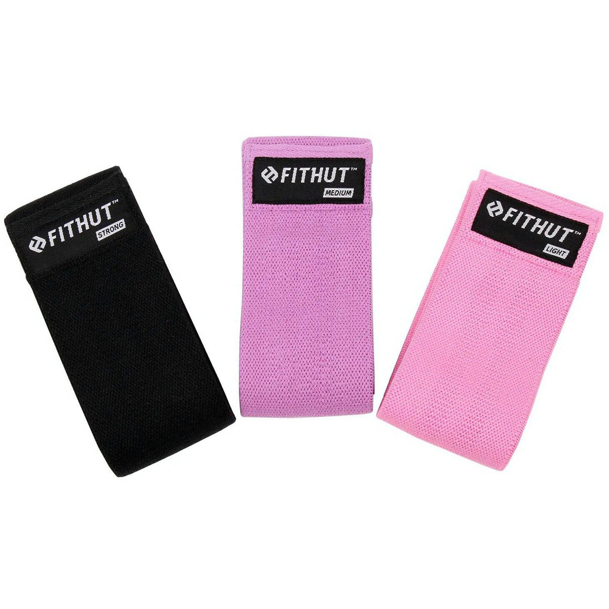 FitHut Mini Fabric Resistant Band Set with Carry Bag - Pink/Black