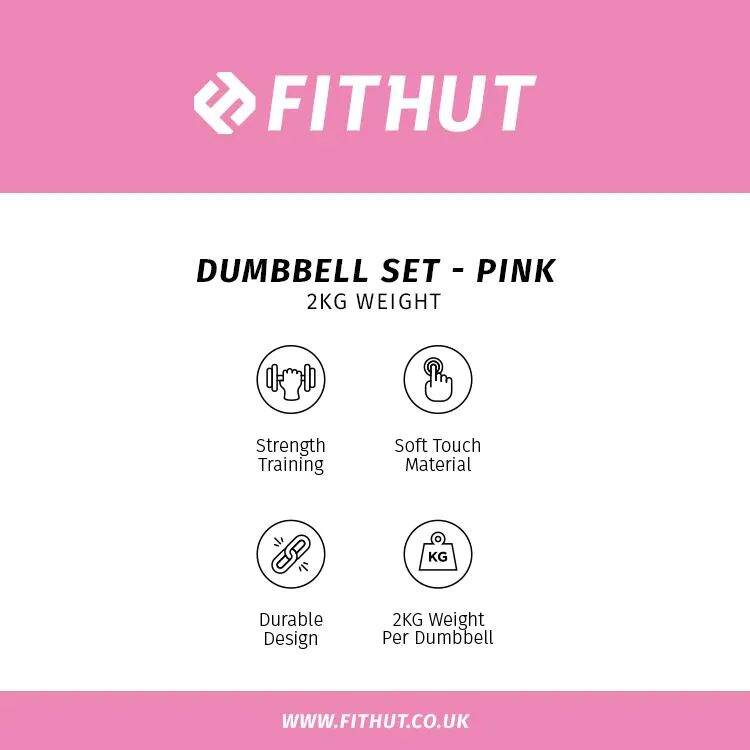 FitHut Twin Pack 2kg Dumbbell - Pink