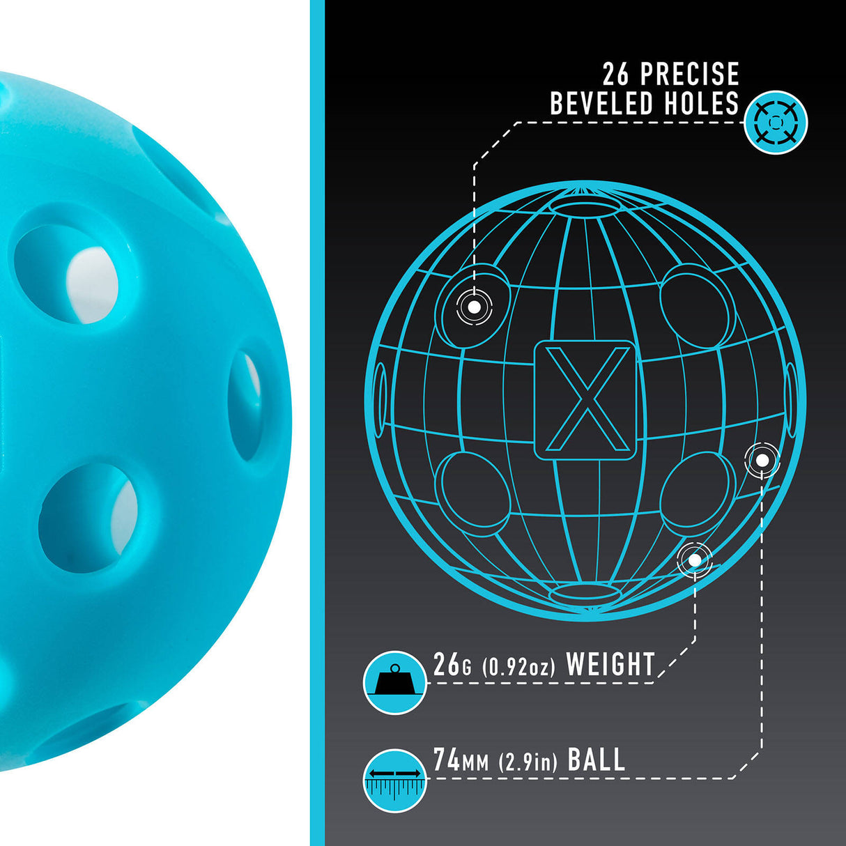 Franklin Indoor X-26 Pickleball 3pk - Blue