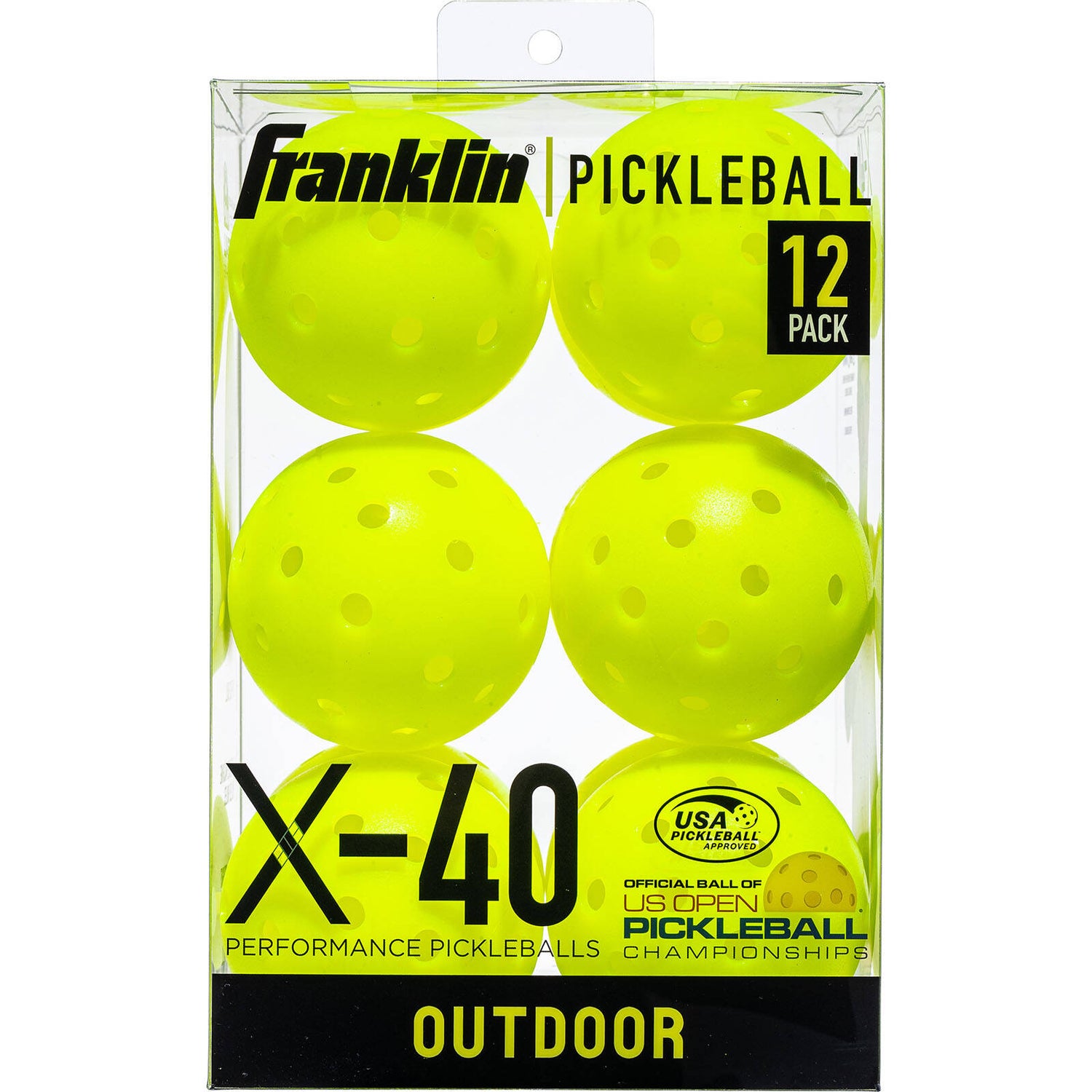 Franklin Outdoor X-40 Pickleball Vellum 12pk - Optic Yellow