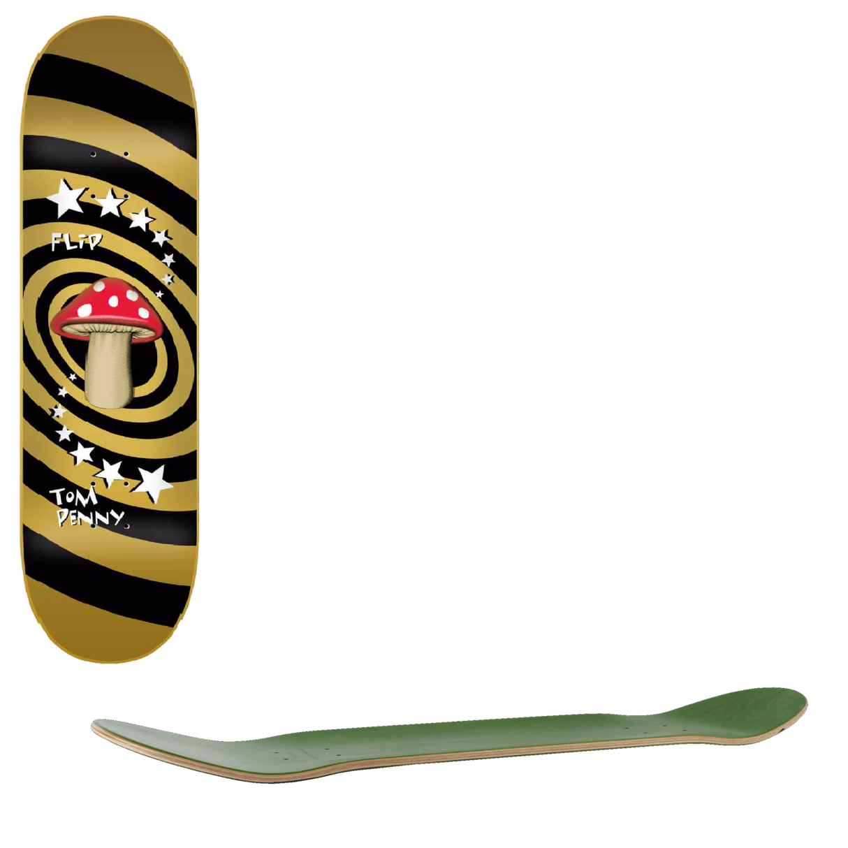 Flip Penny Mushroom Skateboard Deck - Gold 8.25''