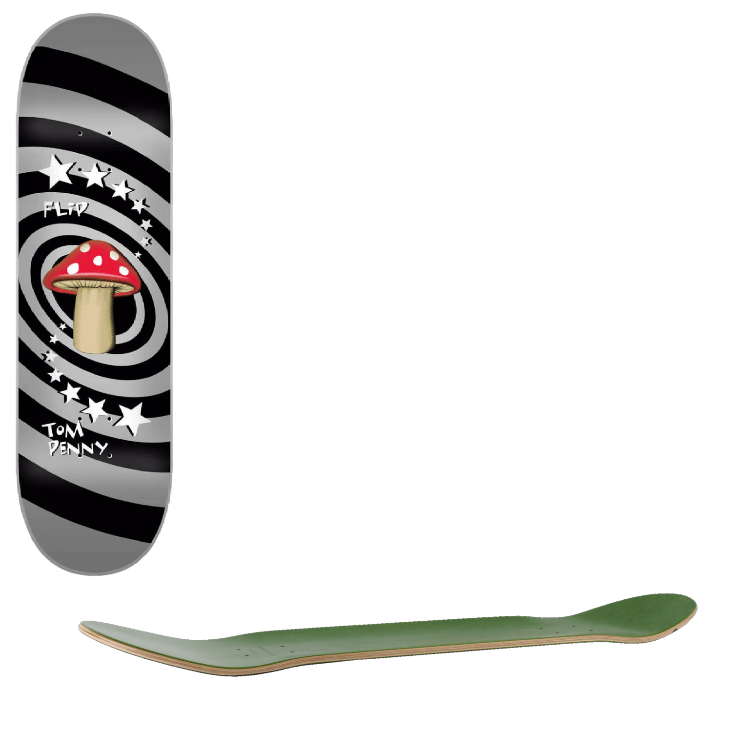 Flip Penny Mushroom Skateboard Deck - Silver 8''