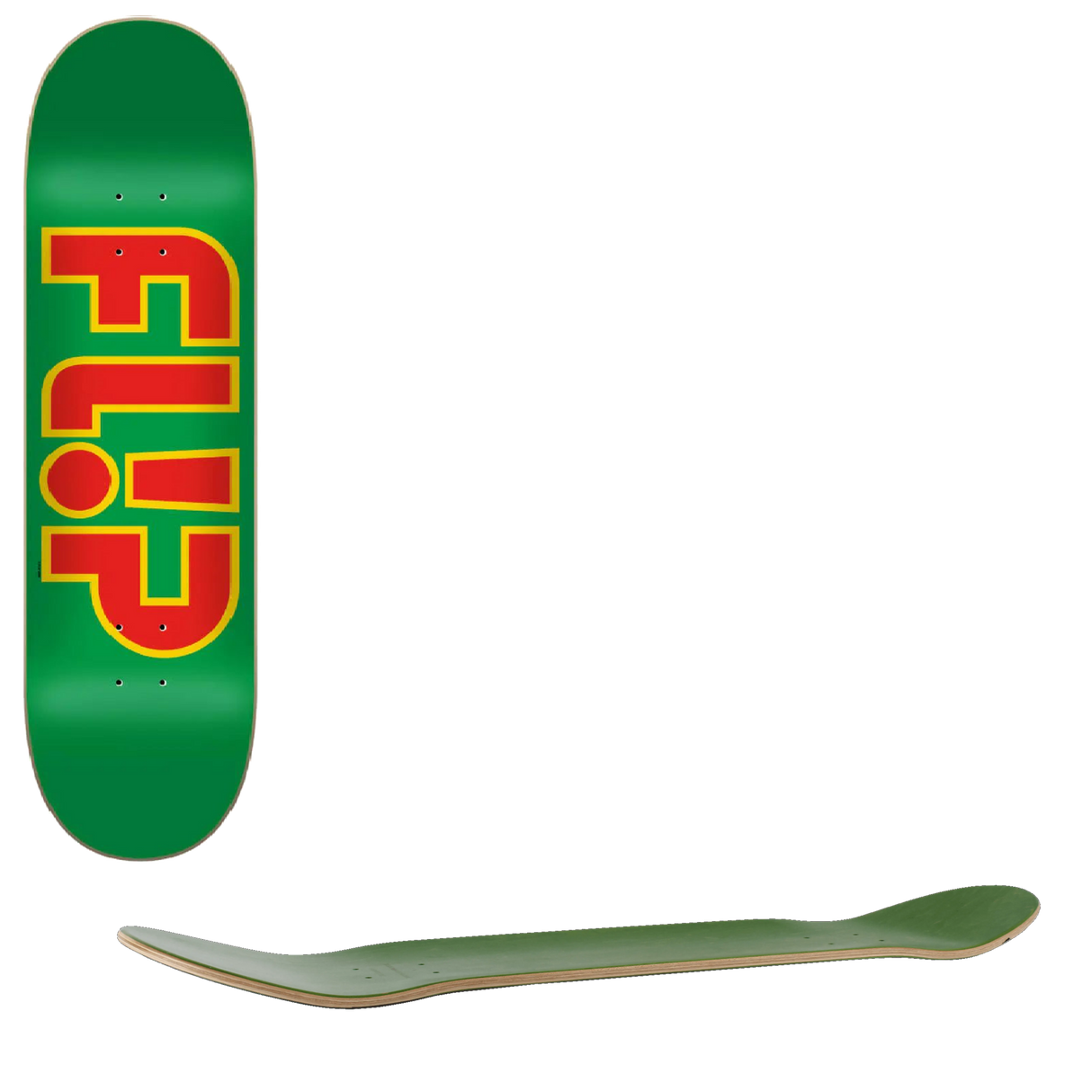 Flip Team Outlined Skateboard Deck - Green 8.25''
