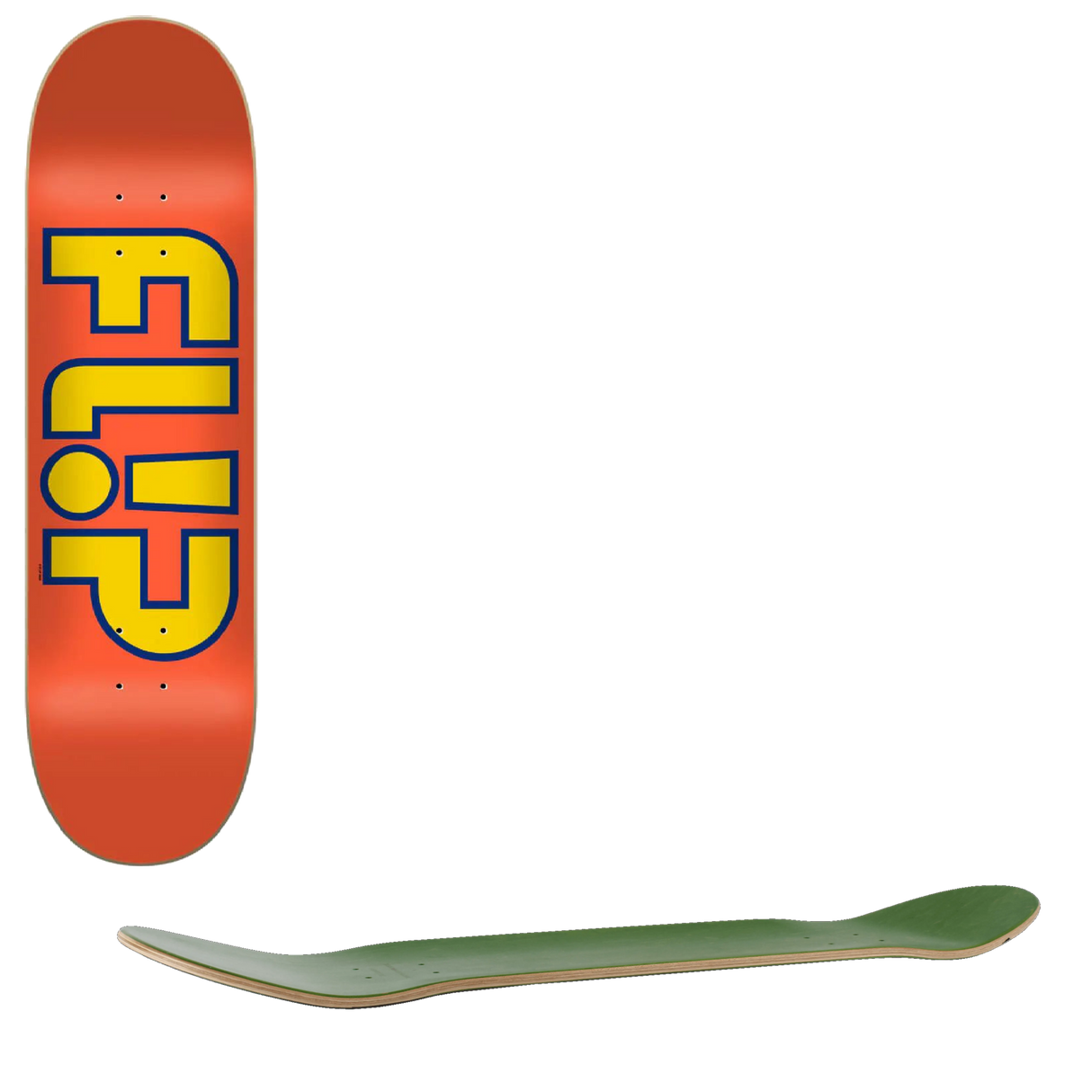Flip Team Outlined Skateboard Deck - Orange 7.75''