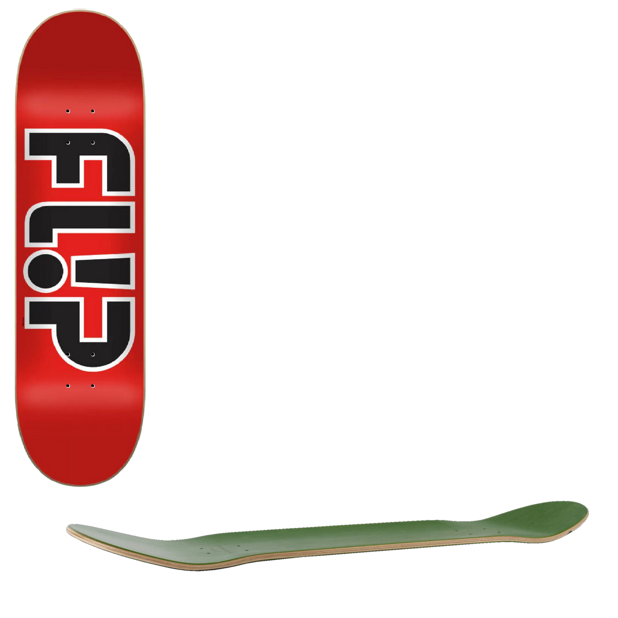 Flip Team Outlined Skateboard Deck - Red 8''