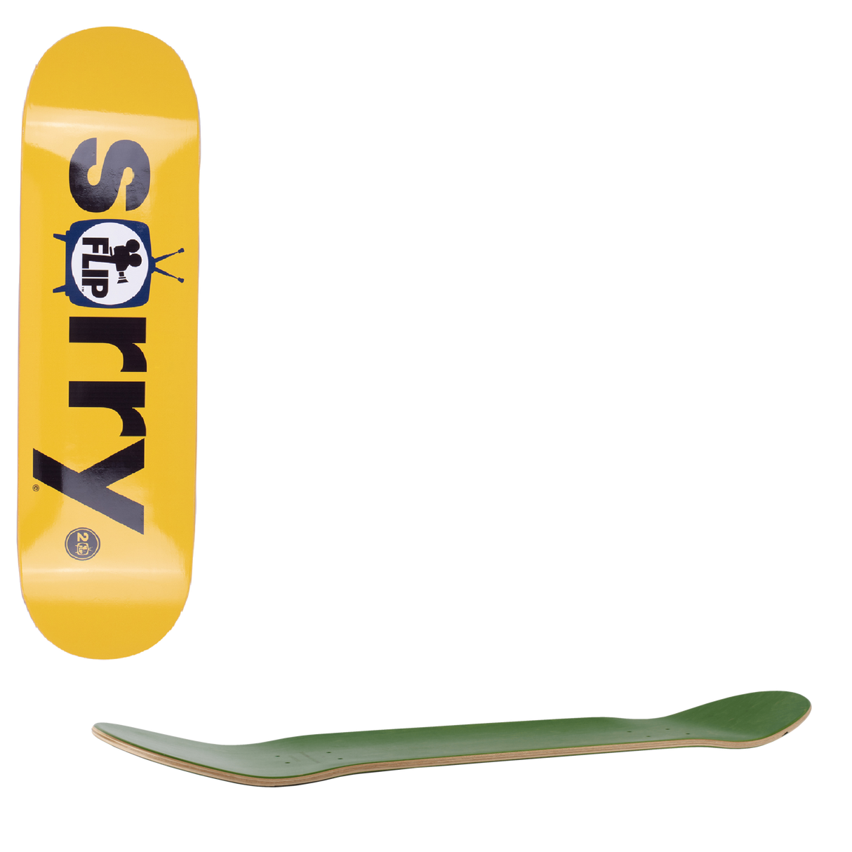 Flip Sorry 20th Anniversary Skateboard Deck - Yellow 8.25"