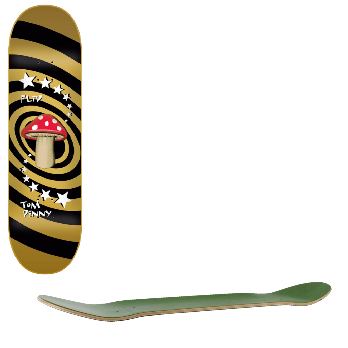 Flip Mushroom Penny Skateboard Deck - Gold 8.25''