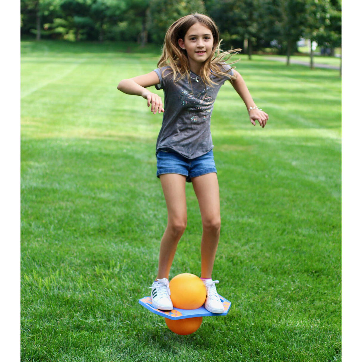 Flybar Pogo Ball Trick Board & Pump - Blue Dawn