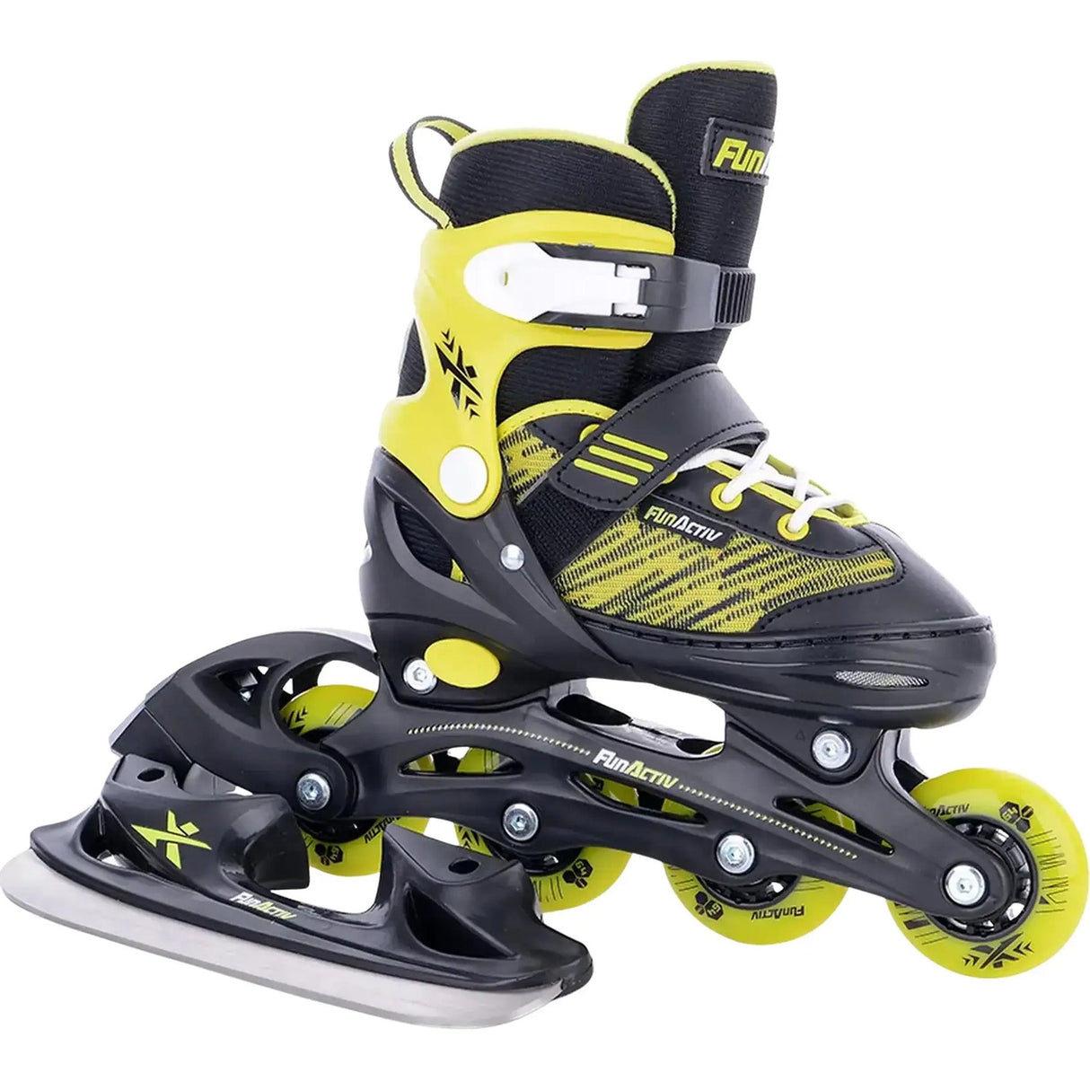 FunActiv Orin Duo Adjustable Inline/Ice Skates - Black/Lime